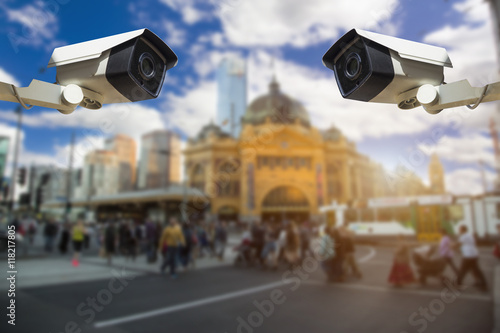 CCTV Security Camera or surveillance Operating on traffic road a