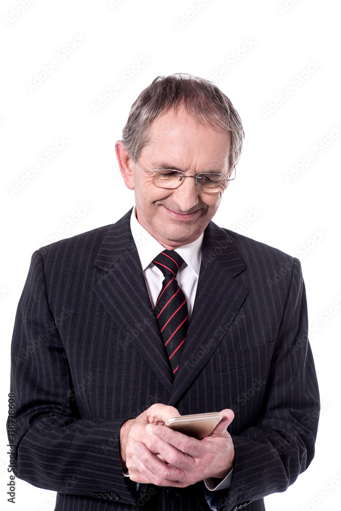 Businessman using his new smartphone