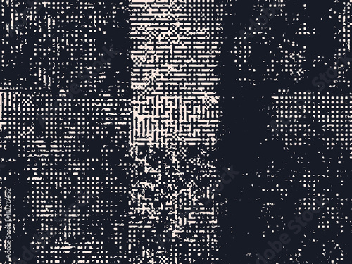 Abstract grunge vector background. Monochrome raster composition of irregular graphic elements.