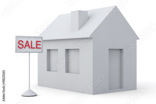 House for sale. 3d render on white