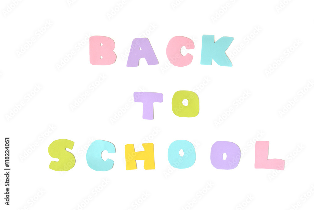 Back to school text on white background - isolated