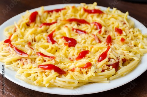 plate with spaghetti