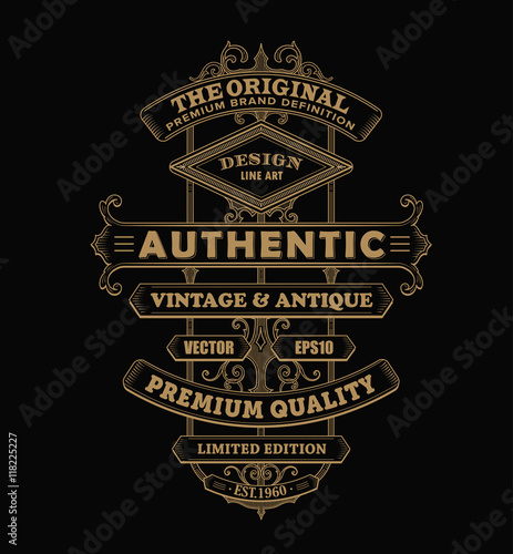 antique frame label vintage western typography border vector ill