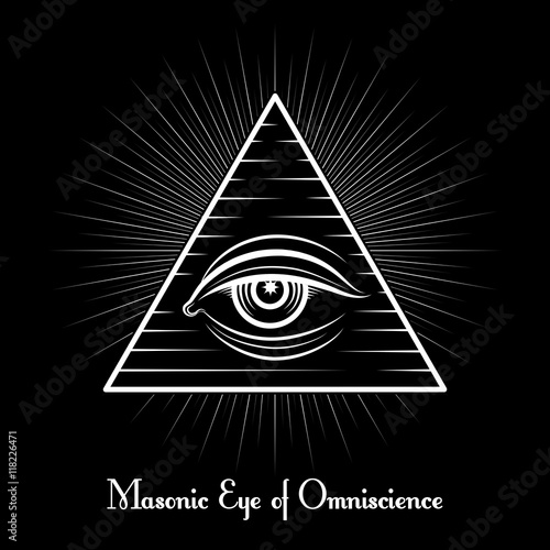 Omniscience vector icon. All seeing eye monochrome symbol