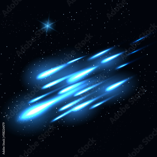 Starry night sky background. Vibrant falling space stars vector illustration