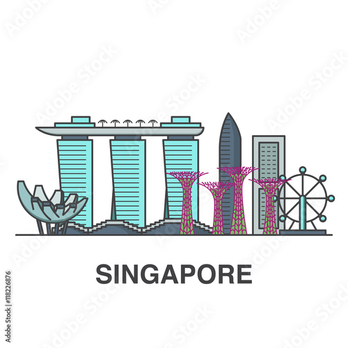 Singapore buildings illustration.