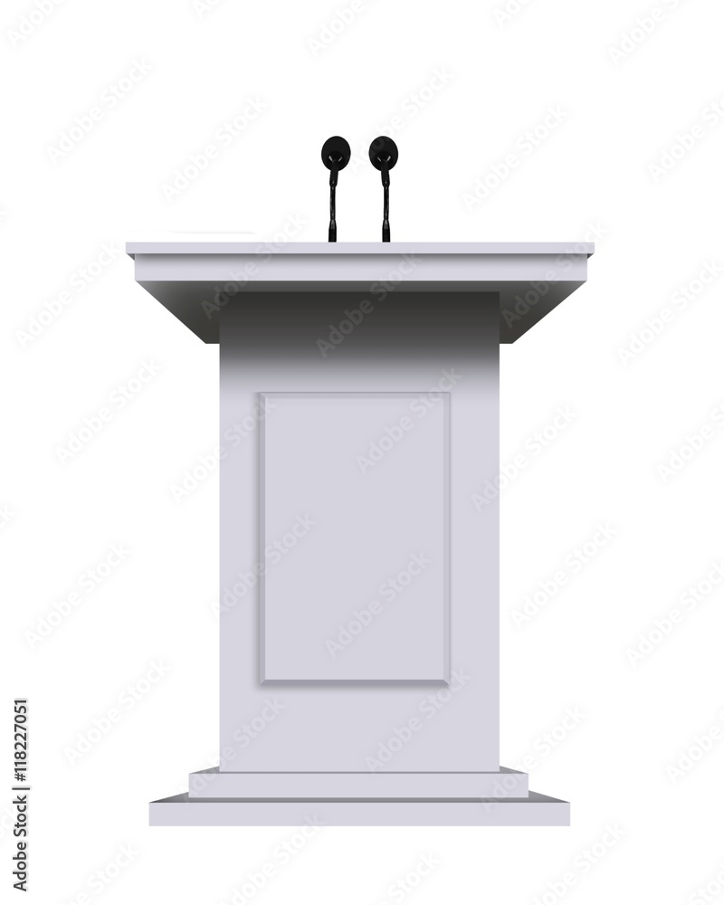 white podium rostrum stand with microphones isolated on white white podium rostrum stand with microphones isolated on white