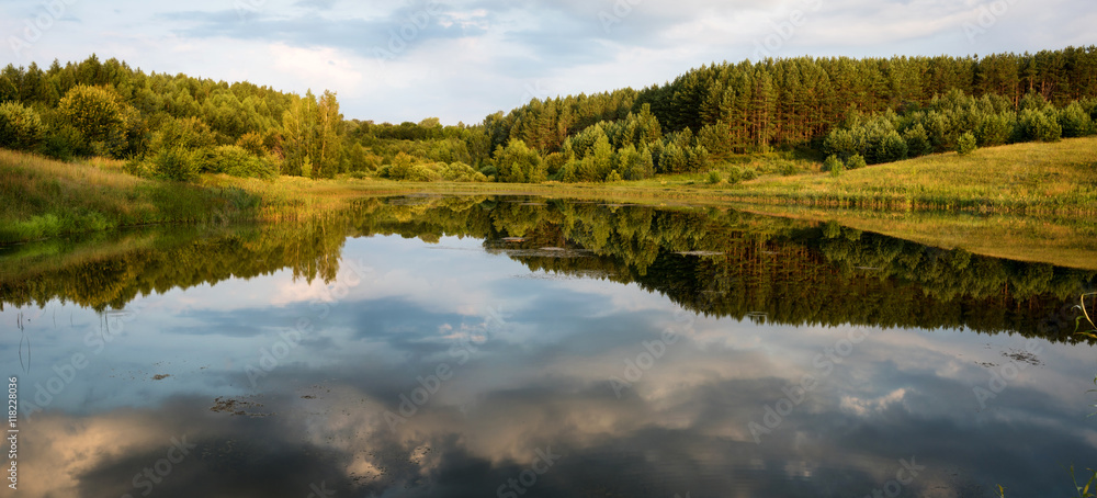summer landscape, Russia, lake, panorama