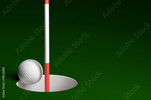 Golf Ball Hole In One, 3D Rendering