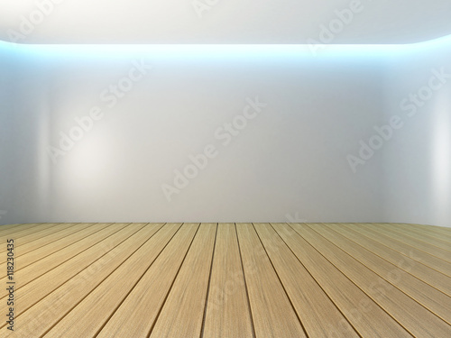 Empty room white curve wall