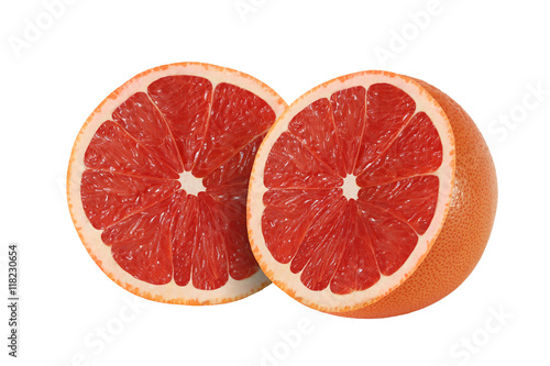 cut grapefruit fruits isolated on white background with clipping