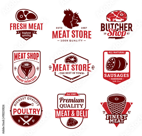 Vector butchery and meat logo, icons and design elements