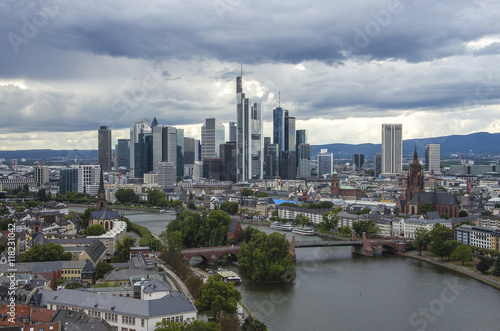 View of Frankfurt am Main skyline at dusk  Germany