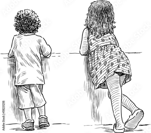 small children for a walk in the park