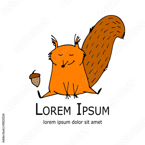 Funny squirrel with nut for your design