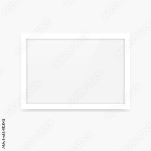 Simple clean white vector blank photo frame mockup with horizontal landscape orientation (3x2)