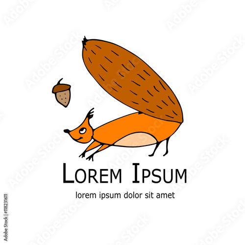 Funny squirrel with nut for your design