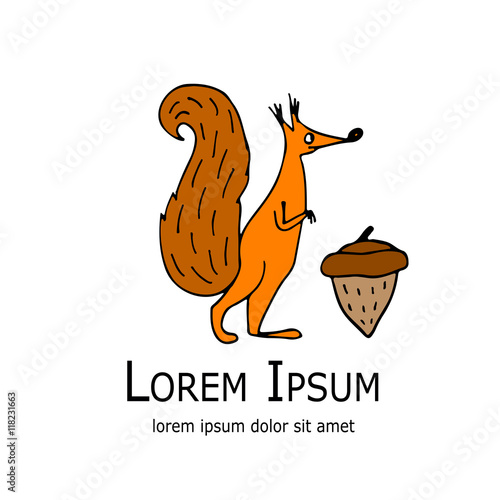 Funny squirrel with nut for your design