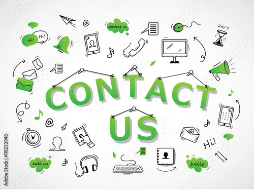 Contact Us Icons Set - Isolated On White Background-Vector Illustration, Graphic Design. For Web,Websites,Magazine Page,Print, App, Presentation Templates And Promotional Materials