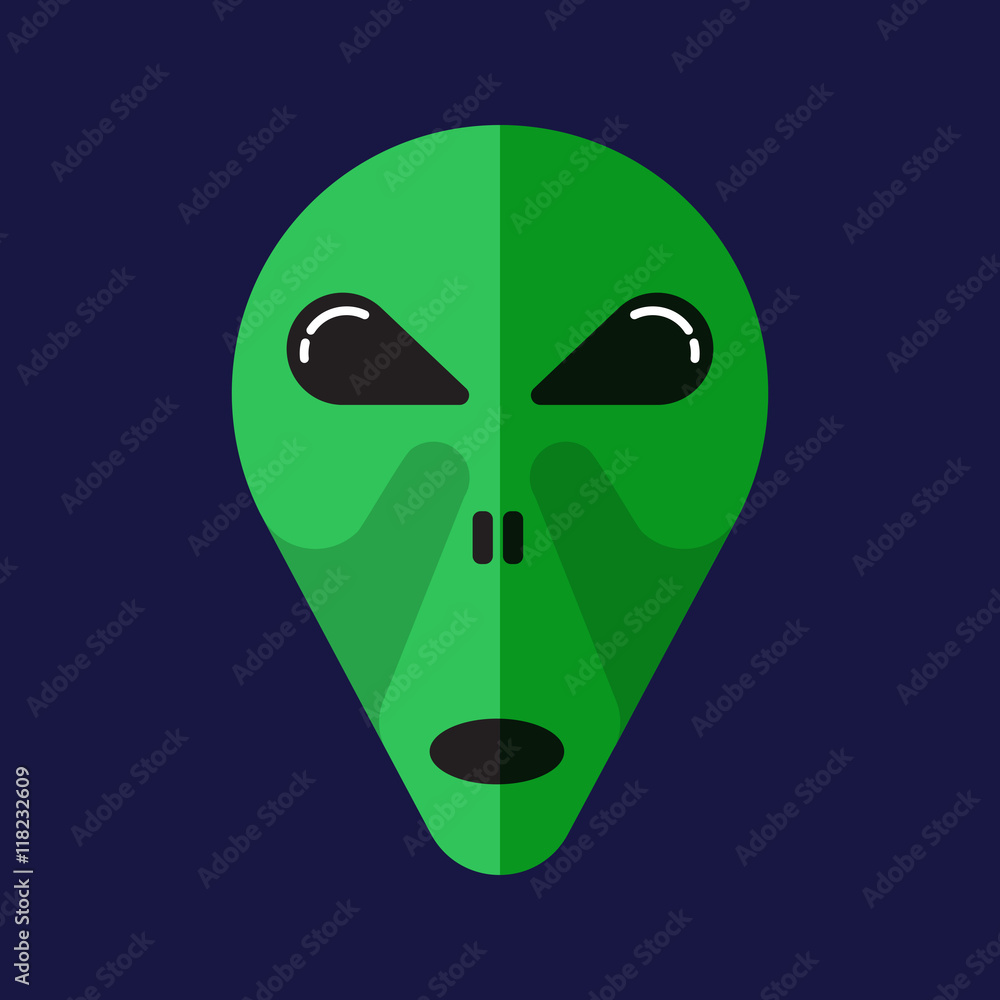Green cartoon aliens head isolated. Vector illustration. Green cartoon aliens head isolated. Vector illustration.