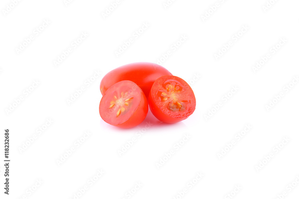 Red cherry tomatoes isolated on white background Red cherry tomatoes isolated on white background