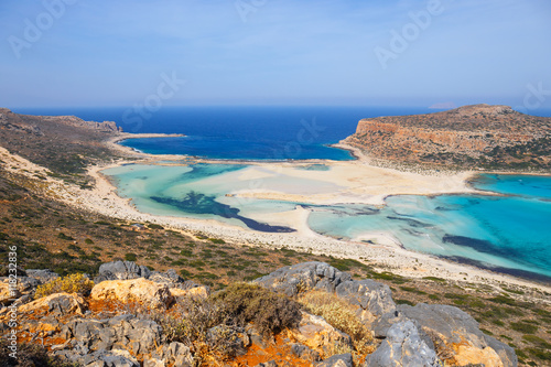 View of the beautiful beach in Balos Lagoon, Crete