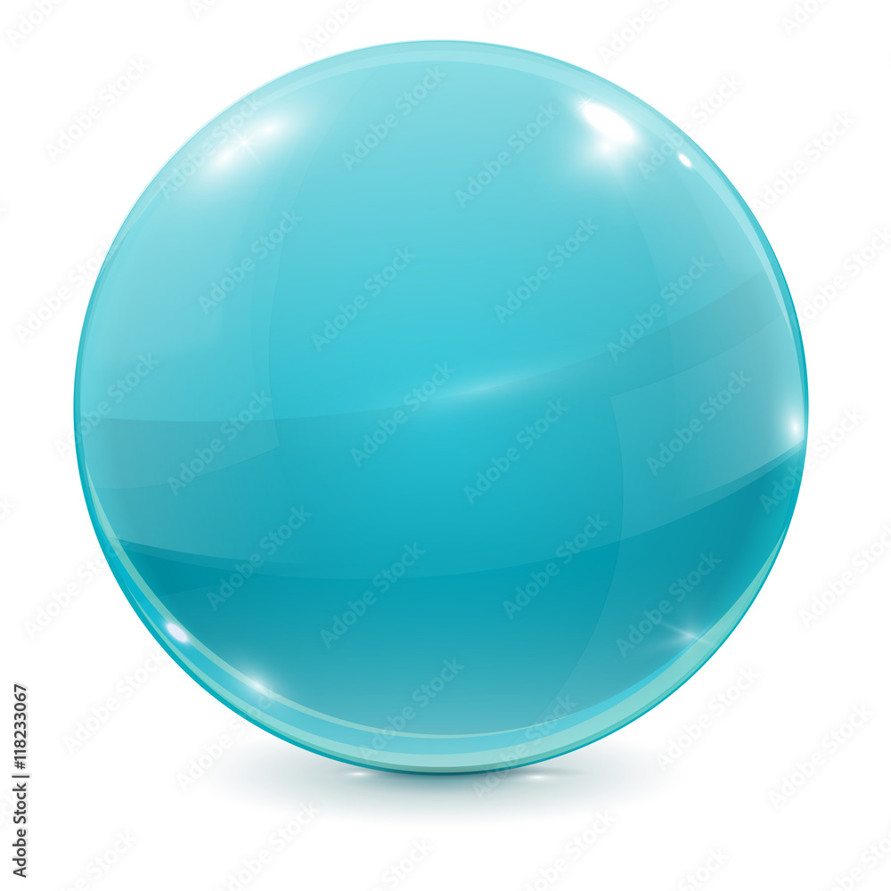 Glass ball. Blue 3d sphere