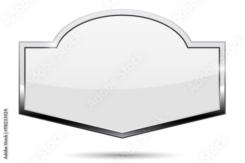 White shiny shield with chrome frame