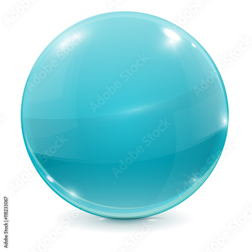 Glass ball. Blue 3d sphere