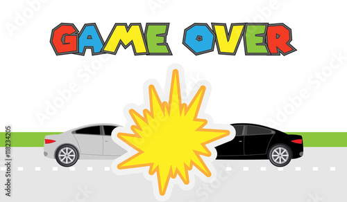 game over. Crash car.