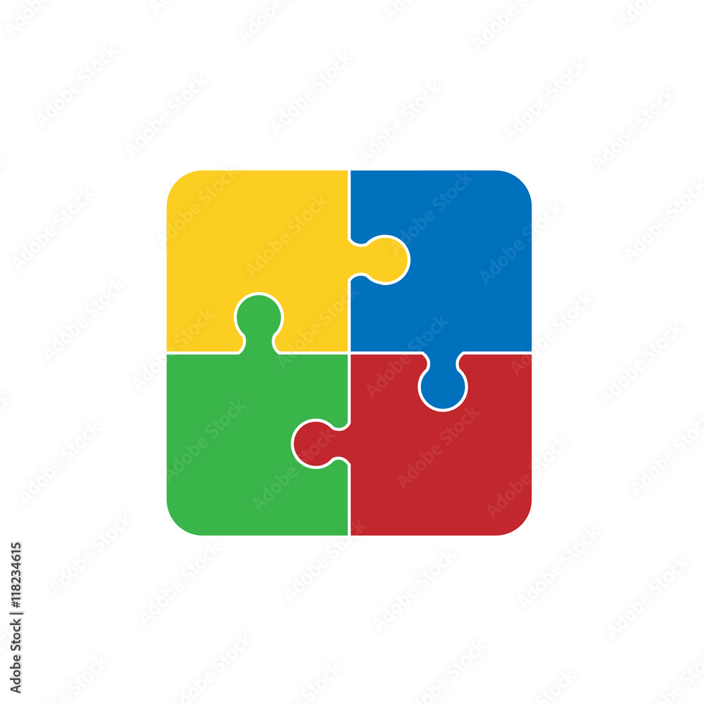 Four piece flat puzzle round infographic presentation. Four piece flat puzzle round infographic presentation.