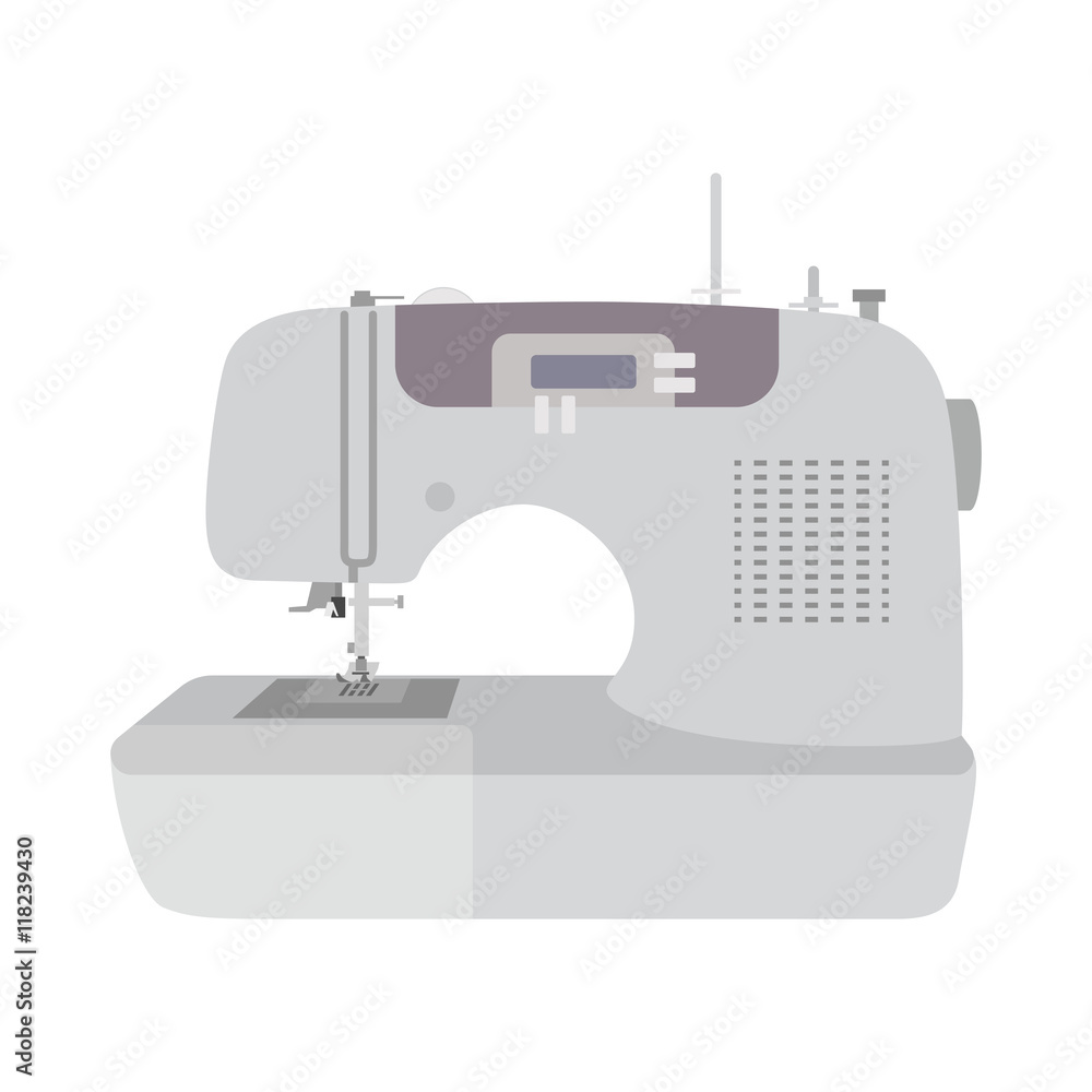 Flat sewing machine ion white background