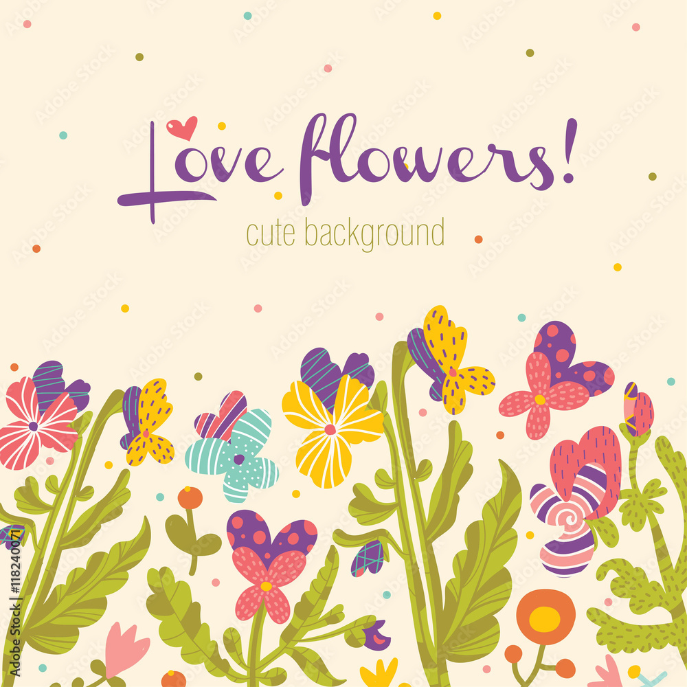 Cute flowers postcard. Summer motif.