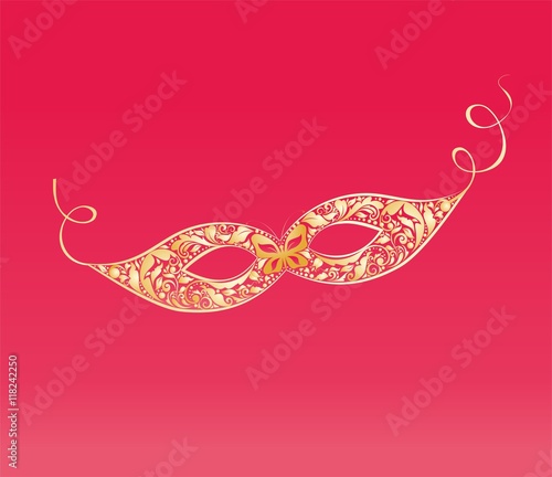 Vintage masque with floral golden pattern