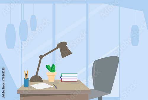 Modern Office Interior Workplace Empty Chair Desk