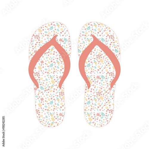 Flip flops, Slippers with floral pattern