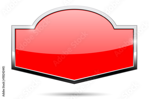 Red shiny shield with chrome frame