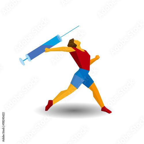 Athlete throwing the javelin in the form of syring - doping in sport concept