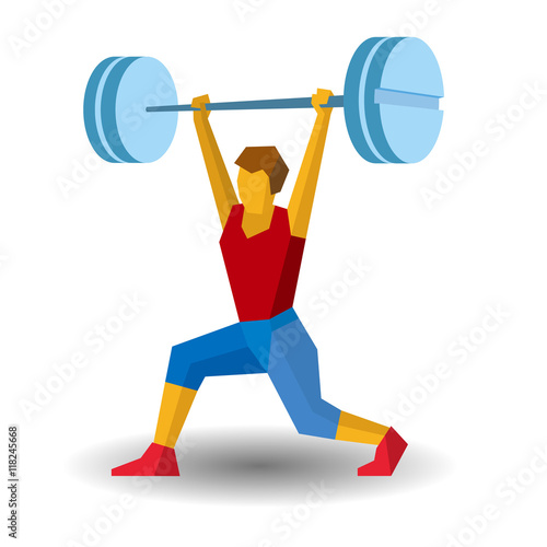 Weightlifter raising tablets - doping in sport concept