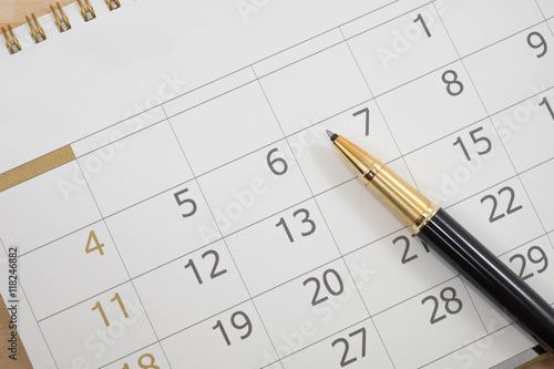 close up calender date and pen