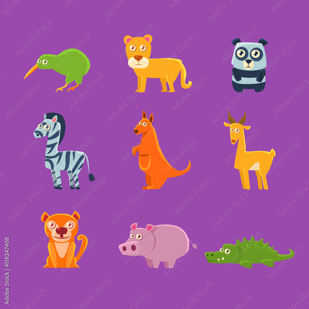 Fototapeta premium Exotic Animals Fauna Collection