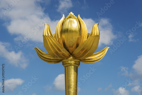 Canvas Print Lotus Flower in Full Bloom Statue, at Macau golden lotus square