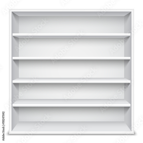 White Showcase wiyh Empty Shelves