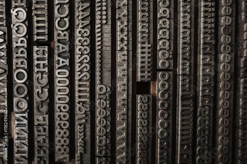 Letters in typesetting shop photo