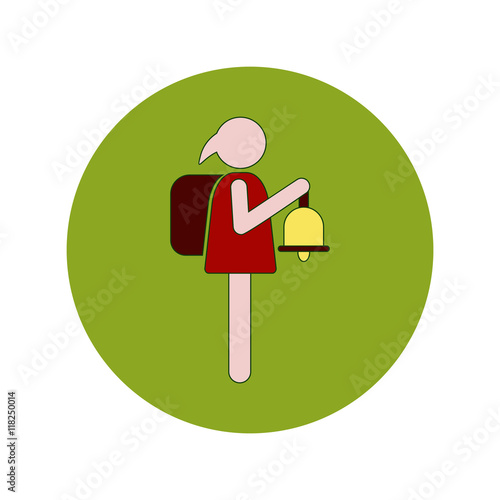 Back to School and Education Vector Flat Design schoolgirl with bell
