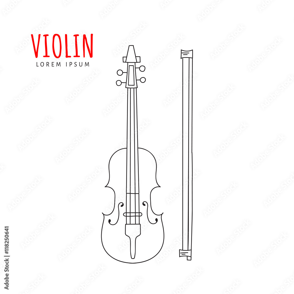 Violin vector illustration hand drawn doodle isolated. Musical instrument sketch. Music icon.