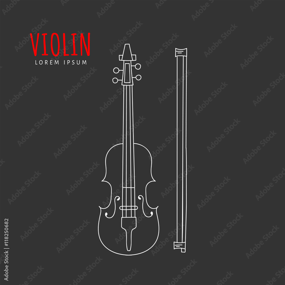 Violin vector illustration hand drawn doodle isolated. Musical instrument sketch. Music icon.