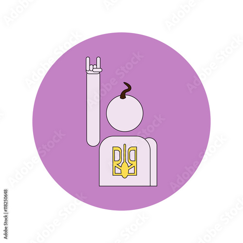 Vector illustration in flat design of Cossack and Ukrainian emblem