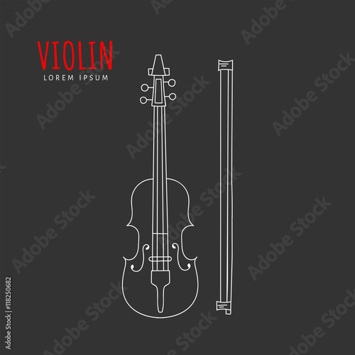 Violin vector illustration hand drawn doodle isolated. Musical instrument sketch. Music icon.