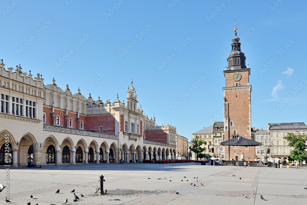 Old Town square in Krakow, Poland - obrazy, fototapety, plakaty 
